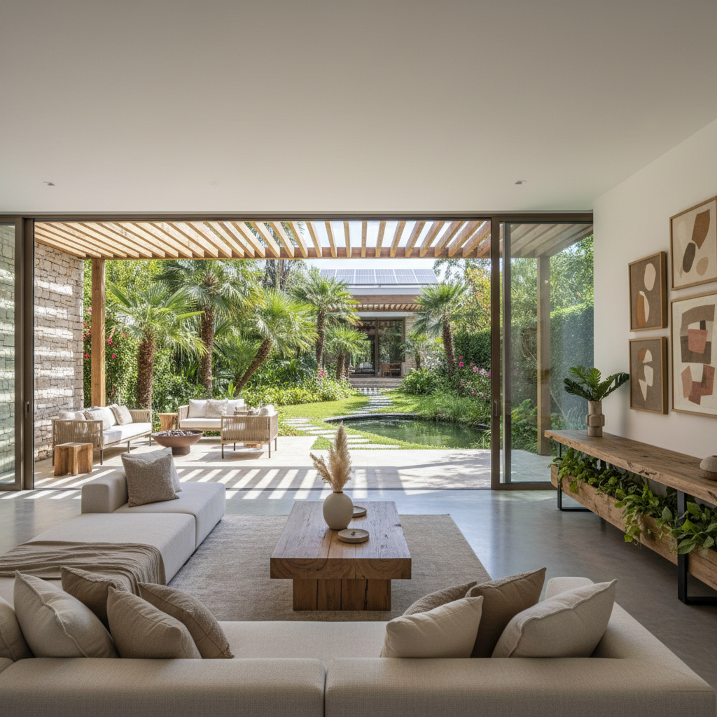 Villa moderna con jardín integrado