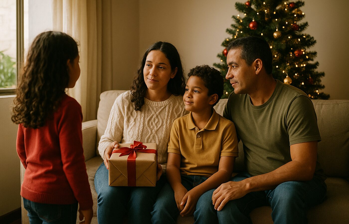 Ilustración editorial sobre familia, cuidado y dignidad