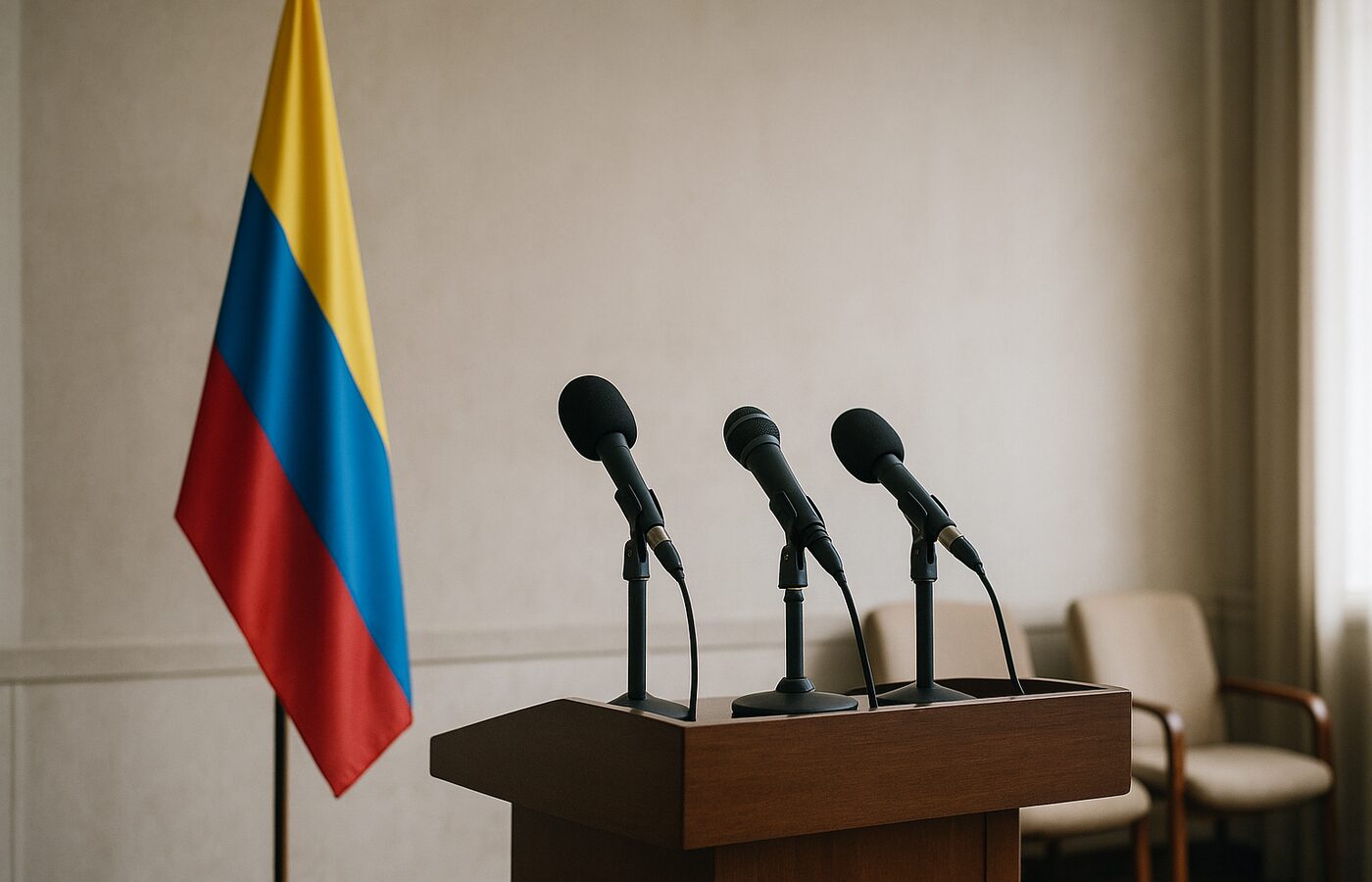 Ilustración editorial sobre diplomacia y votaciones multilaterales